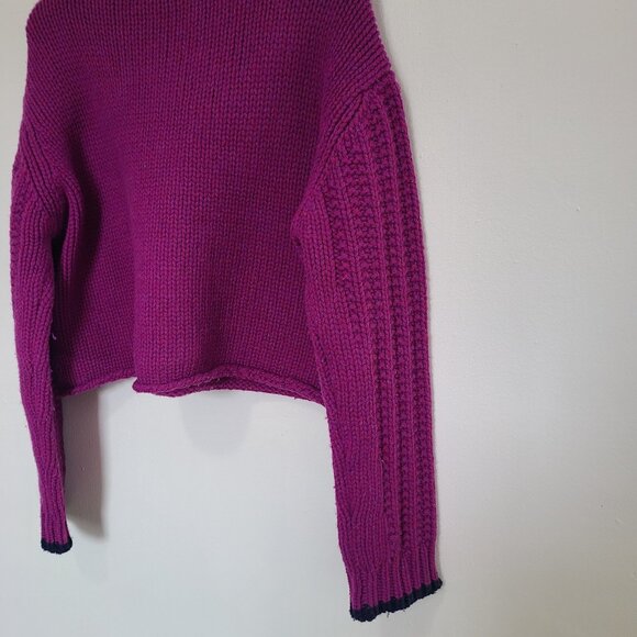Victoria Beckham VVB Sz L Alpine Wool Cable Knit Sweater Raspberry Purple - Picture 4 of 9